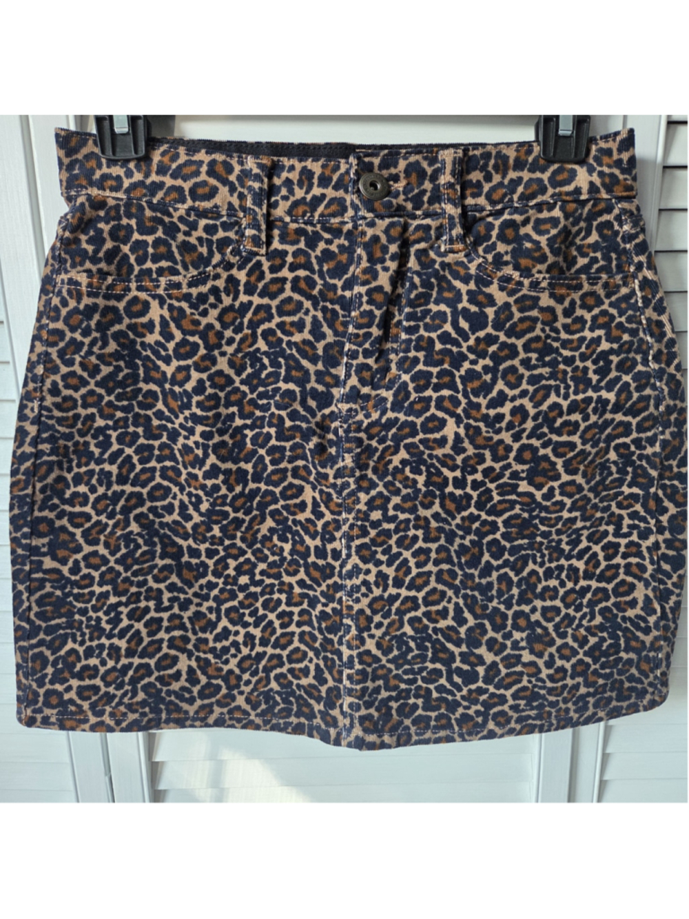 Women's St. John's Bay Leopard Print Corduroy Mini Skirt Brown Black Size 2